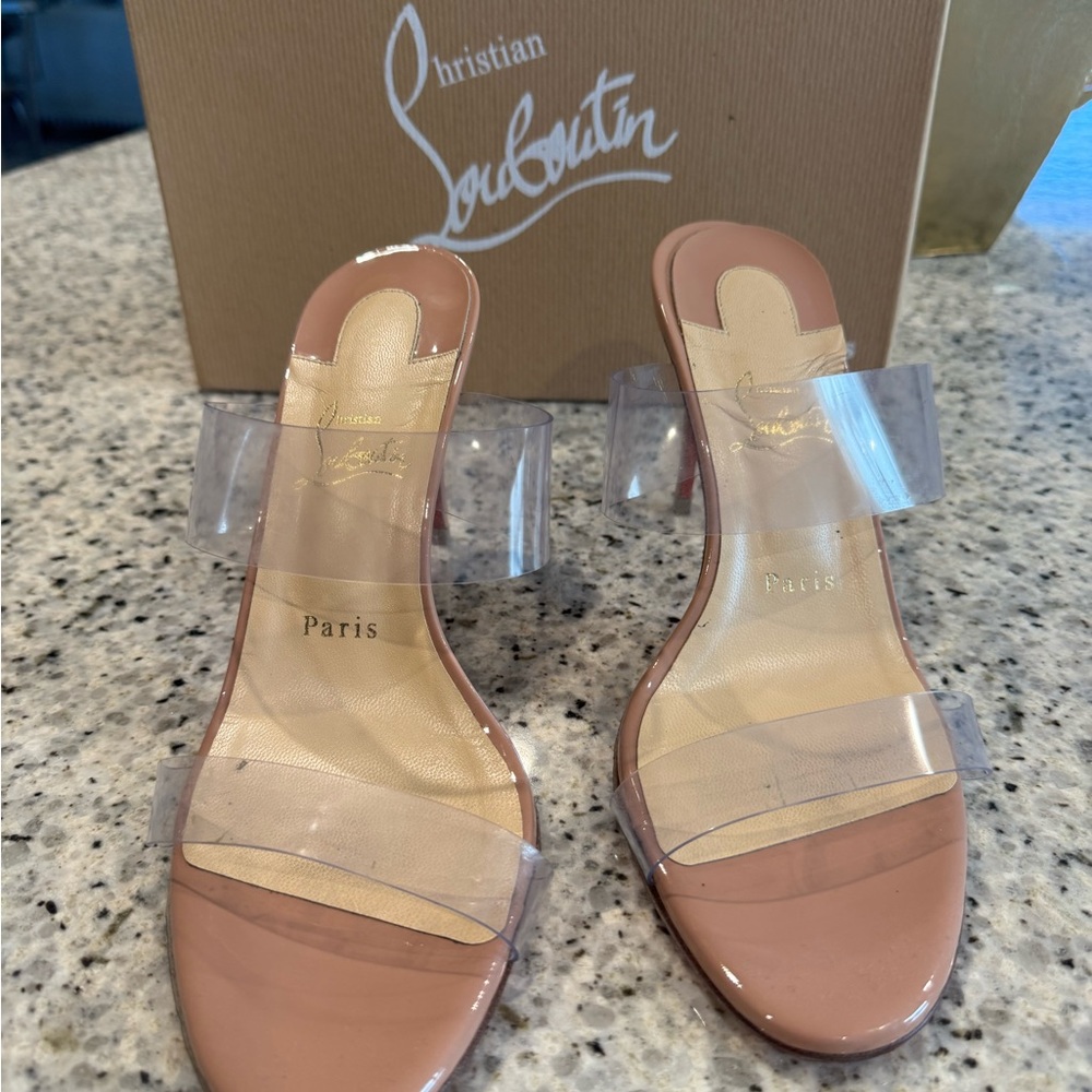 Christian Louboutin Beige Heels with Transparent Strap